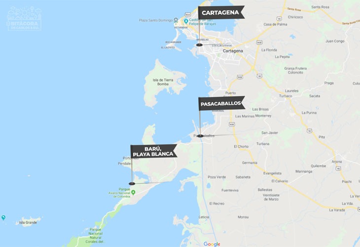 Cómo llegar a Barú desde Cartagena - Mapa