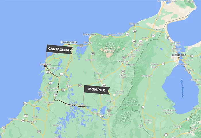 Mapa cómo llegar a Mompox